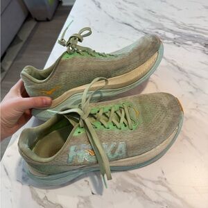 Hoka Women's Mint and Orange Athletic Shoes